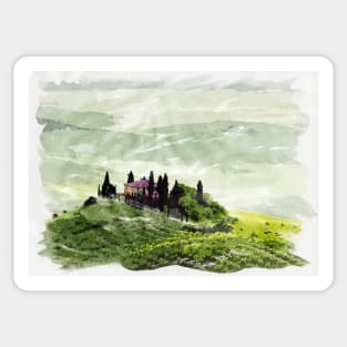 Beautiful Tuscany Italy / Toscana Italia Countryside Watercolor Travel Sticker